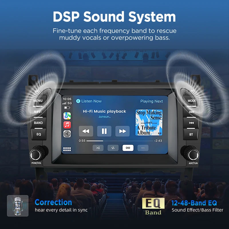 Junsun Wireless CarPlay Car Radio For Mercedes Benz C-Class W203 CLC CL203 CLK W209 W219 2004-2011 Android Multimedia