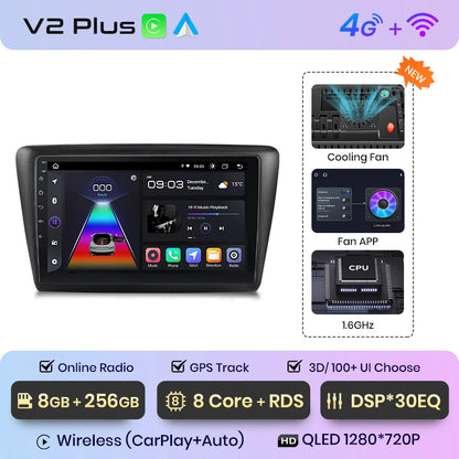 Junsun Drahtlose Android Auto Radio Für Skoda Rapid 2013 -2019 4G Auto Multimedia GPS 2din autoradio 