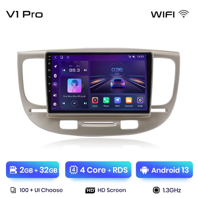 Radio Junsun V1 Plus para Kia RIO 2 2005-2011 con CarPlay inalámbrico, Android Auto, sistema inteligente para coche, 2 DIN, DVD. 