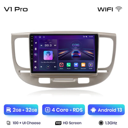 Radio Junsun V1 Plus para Kia RIO 2 2005-2011 con CarPlay inalámbrico, Android Auto, sistema inteligente para coche, 2 DIN, DVD. 