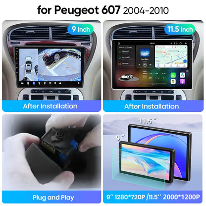 Junsun Wireless CarPlay Car Radio For Peugeot 607 2004 2005 2006 2007 2008-2010 Android Multimedia