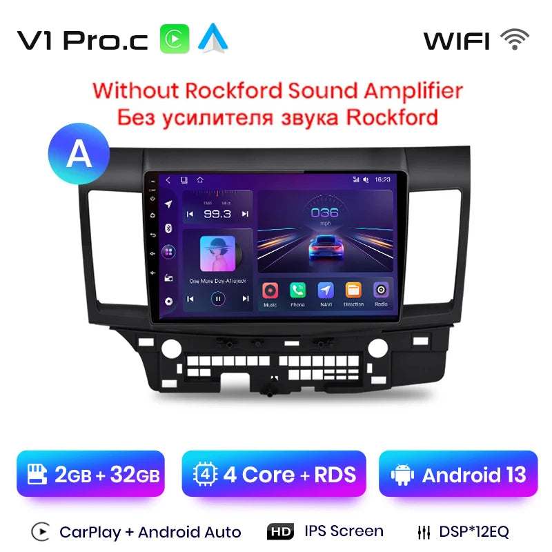 Radio Junsun para coche Mitsubishi Lancer 2007-2013 con CarPlay inalámbrico, Android Auto, sistema inteligente para coche, 2 DIN, DVD. 