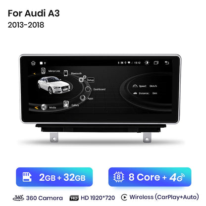 Junsun 10,25 Zoll Wireless CarPlay Autoradio Multimedia für Audi A3 2013-2018 2015 2016 4G Andorid Auto-Navigations-Player 