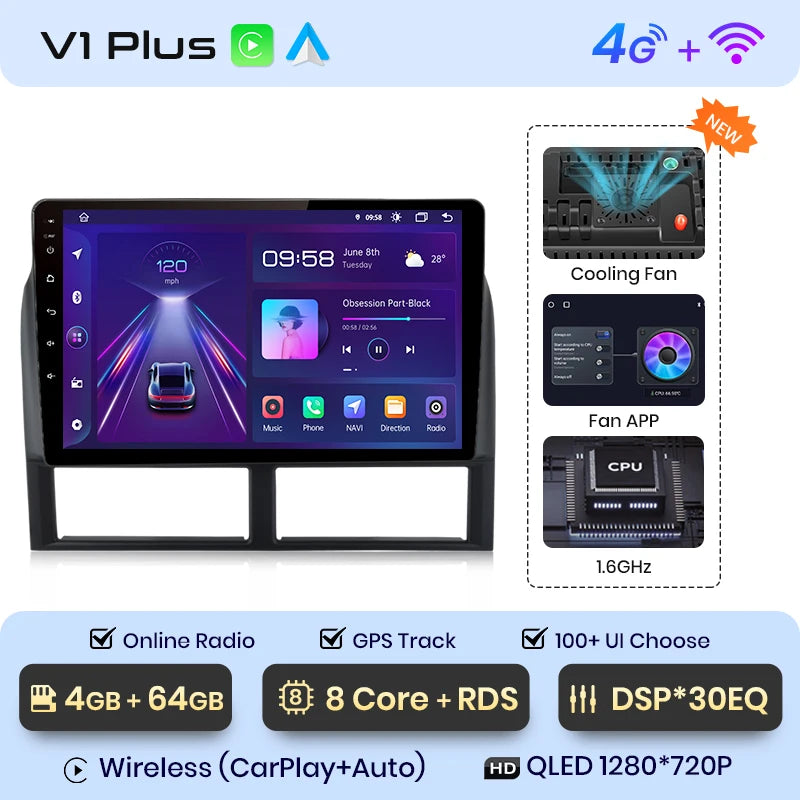 Junsun CarPlay Car Radio Multimedia Player For Jeep Grand Cherokee II WJ 1998 1999 2000-2004 Android Auto GPS 2din autoradio