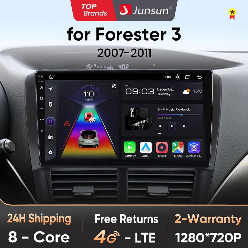 Radio Junsun V1pro con Android 10,0, 2DIN, 4G, GPS, Carplay, para Subaru Forester 3 SH Impreza 2007-2013 