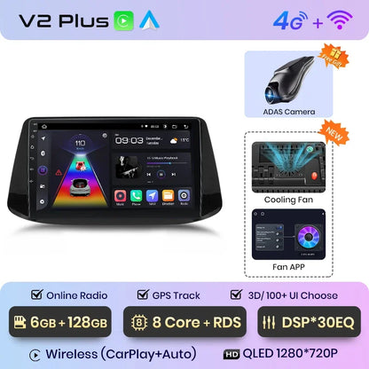 Junsun Wireless CarPlay Android Autoradio für Hyundai i30 2017 2018 Auto Intelligente Systeme RDS BT WiFi 2 Din 