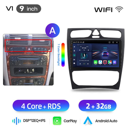 Junsun Wireless CarPlay Car Radio For Benz C Class CLK Class W203 W209 2000-2005 Android Multimedia