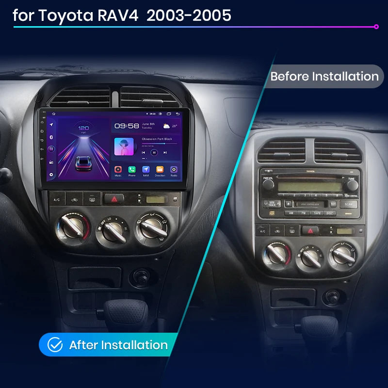 Junsun V1pro AI Voice 2 din Android Auto Radio para Toyota RAV4 2003 2004 2005 Carplay 4G coche Multimedia GPS 2din autoradio 