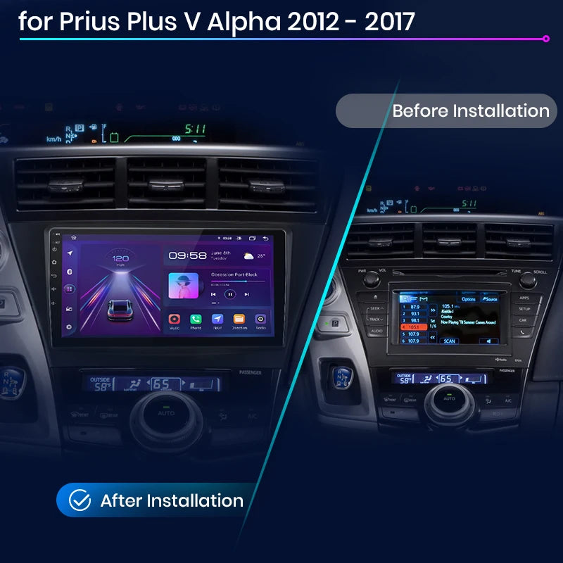 Junsun V1 AI Voice Wireless CarPlay Android Auto Radio for Toyota Prius Plus V Alpha 2012-2017 Car Multimedia GPS 2din autoradio