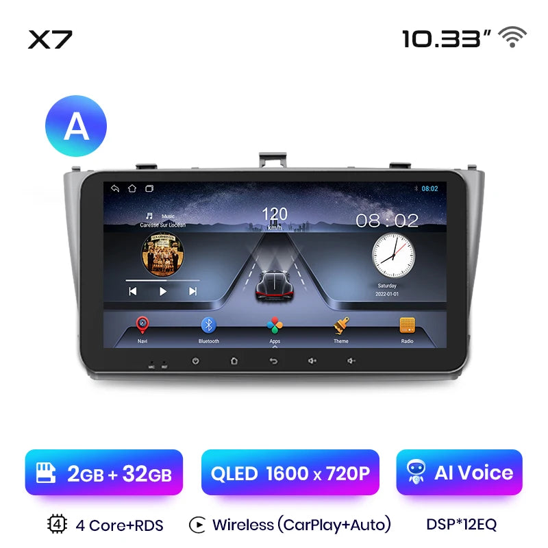 Junsun X7 PRO 11.5“ 2K AI Voice Wireless CarPlay Android Auto Car Radio for Toyota Avensis T27 2008-2015 Multimedia autoradio