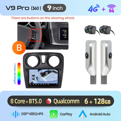 Junsun Wireless CarPlay Car Radio For Renault Logan 2 Sandero 2014 2015 2016-2019 Android Multimedia