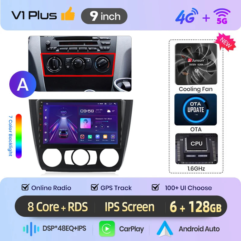 Junsun Wireless CarPlay Car Radio For BMW 1-Series 1 Series E87 E81 E82 E88 2004 2005-2011 Android Multimedia