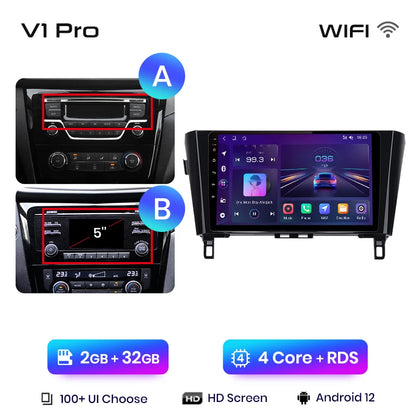 Junsun V1 - Radio inalámbrica con CarPlay y Android para Nissan Qashqai J11 X-Trail 3 T32 (2013-2017), GPS, 2DIN 