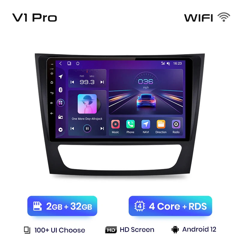Junsun V1 - Radio inalámbrica con CarPlay y Android para Mercedes Benz Clase E (W211, E300, años 2002 a 2010), 4G, GPS, 2DIN 