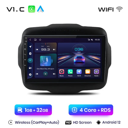 Junsun V1 AI Voice - Radio inalámbrica CarPlay Android para Jeep Renegade 2016-2020, 4G, GPS, 2DIN 