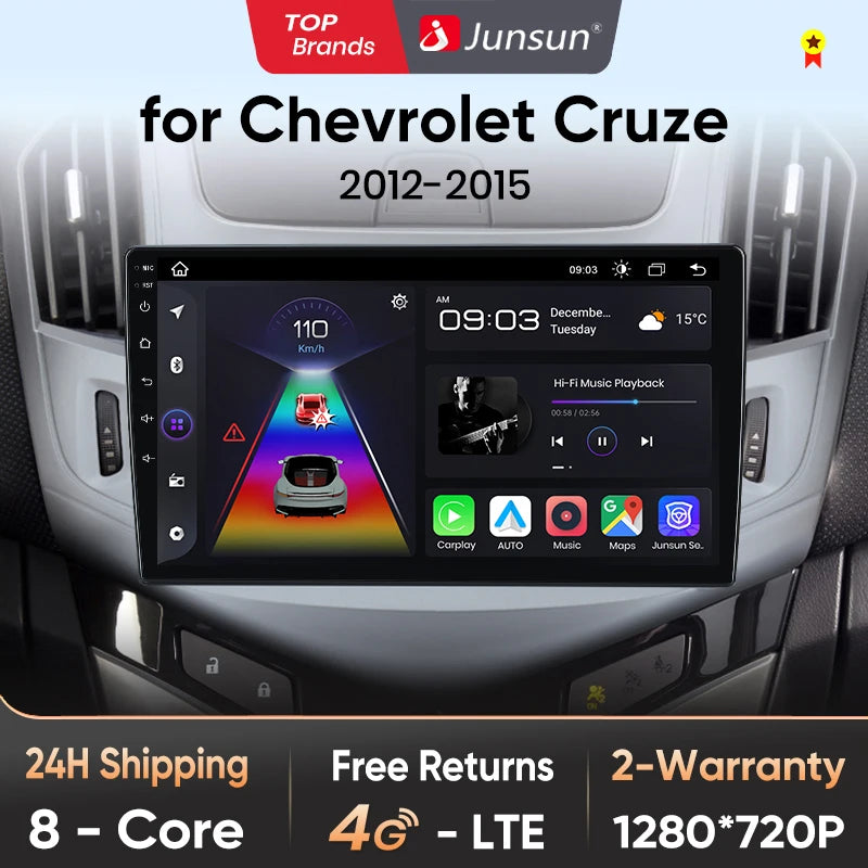 Junsun V1 AI Stimme Drahtlose CarPlay Android Auto Radio Für Chevrolet Cruze 2012-2015 4G Auto Multimedia GPS 2din autoradio 