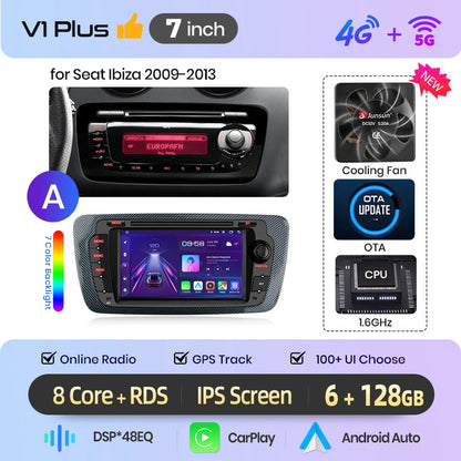 Junsun Wireless CarPlay Car Radio For Seat Ibiza 6j 2009 2010 2011-2013 Android Multimedia