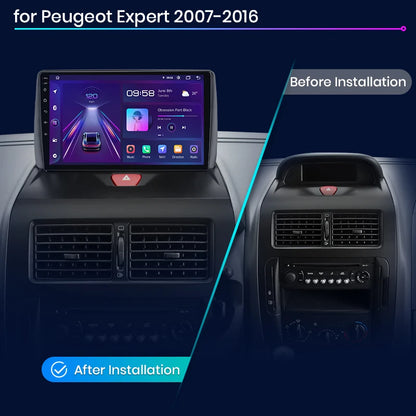 Radio Junsun V1 Plus para Peugeot Expert 2007-2016 con CarPlay inalámbrico, Android Auto, sistema inteligente para coche, 2 DIN, DVD. 