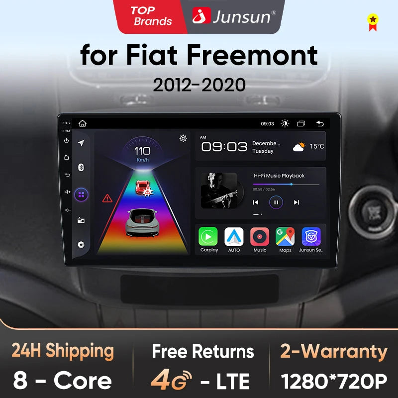 Radio Junsun V1 Plus para Dodge Journey y Fiat Freemont (2011-2020), inalámbrica, CarPlay, Android Auto, 2 DIN, DVD. 