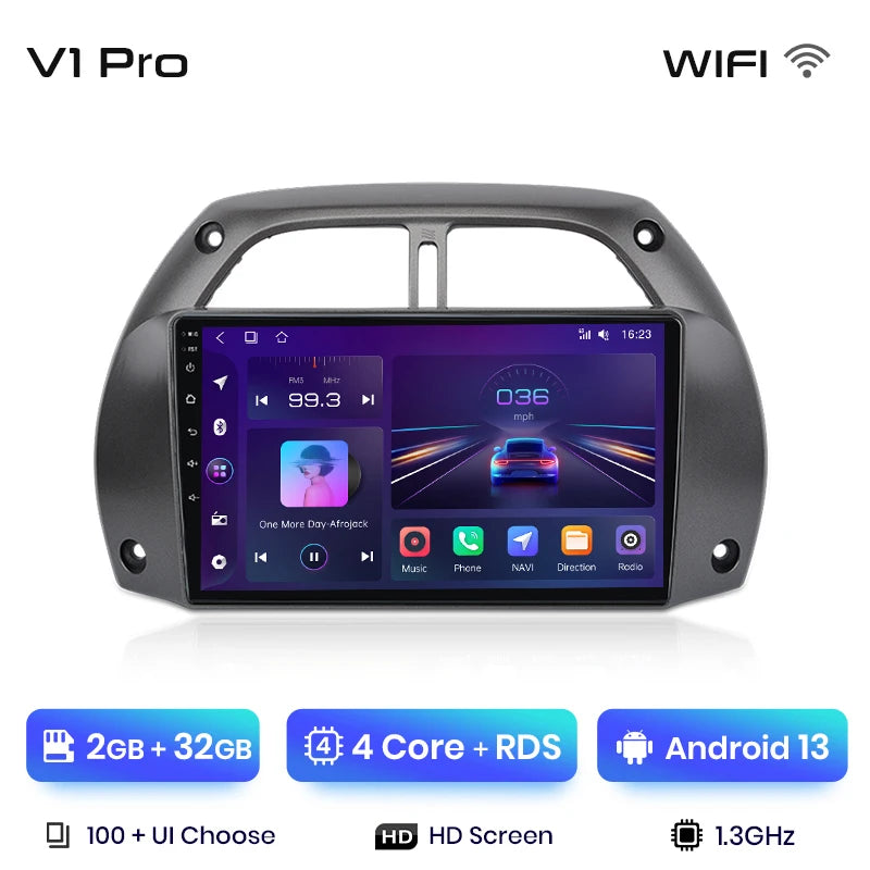 Radio Junsun V1 Plus para Toyota RAV4 2001-2005 con CarPlay inalámbrico, Android Auto, sistema inteligente, 2 DIN, DVD. 