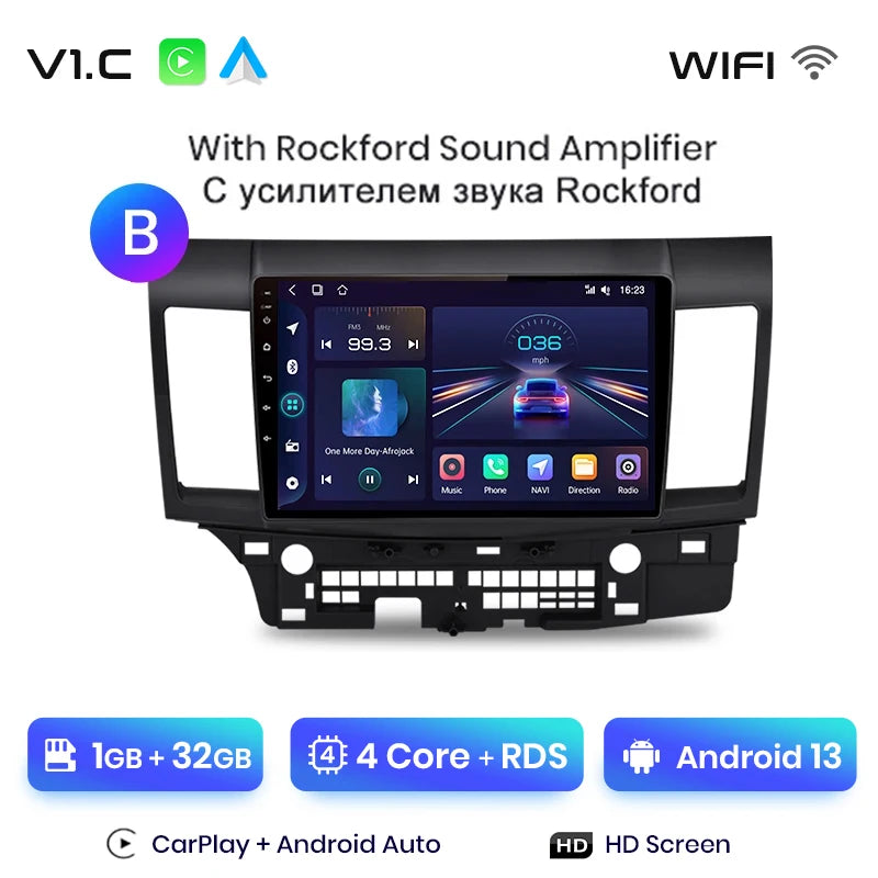 Radio Junsun para coche Mitsubishi Lancer 2007-2013 con CarPlay inalámbrico, Android Auto, sistema inteligente para coche, 2 DIN, DVD. 