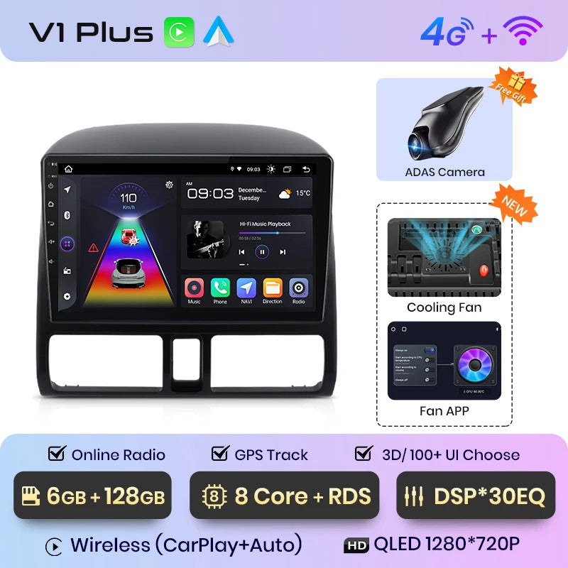 Junsun V1 pro AI Voice 2 din Android Auto Radio for Honda CR-V CRV 2 2001 - 2006 Car Radio Multimedia GPS Track Carplay 2din dvd