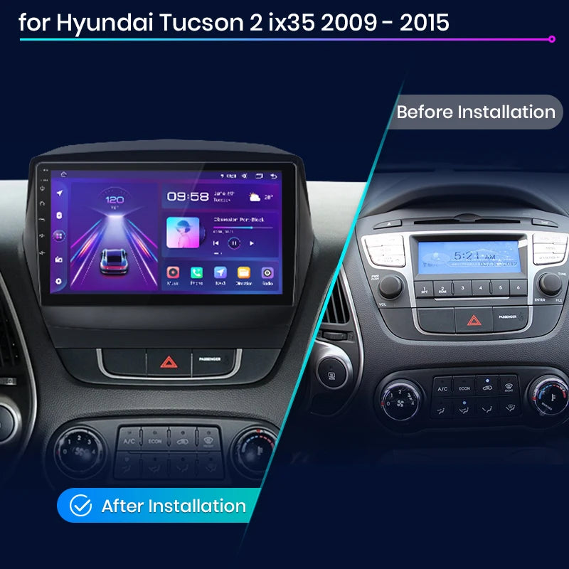 Radio Junsun para Hyundai Tucson 2 ix35 2009-2015 con CarPlay inalámbrico, Android Auto, sistema inteligente para coche, 2 DIN, DVD. 