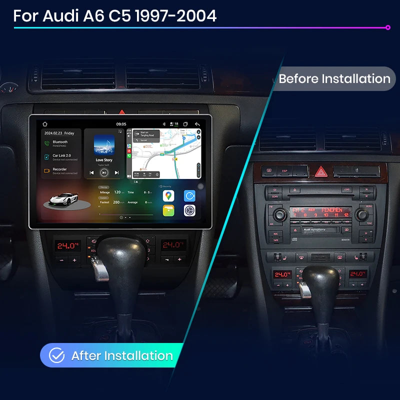 Junsun V3 Plus 2K Android 13 Wireless CarPlay Android Auto Car Intelligent Systemsfor Audi A6 C5 1997-2004 S6 RS6 7870 Autoradio