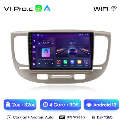Radio Junsun V1 Plus para Kia RIO 2 2005-2011 con CarPlay inalámbrico, Android Auto, sistema inteligente para coche, 2 DIN, DVD. 
