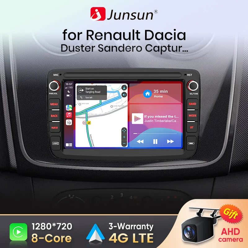 Radio Junsun Android 13 de 7 pulgadas para Renault, Dacia Duster, Sandero, Captur, Xray, Logan 2, CarPlay, Android Auto, sistemas inteligentes para coche. 