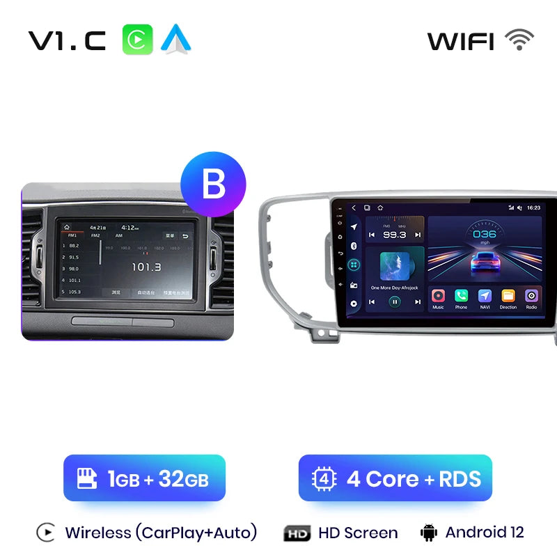 Junsun V1 AI Voice Wireless CarPlay Android Auto Radio For Kia Sportage 4 QL 2016 - 2018 4G Car Multimedia GPS 2din autoradio