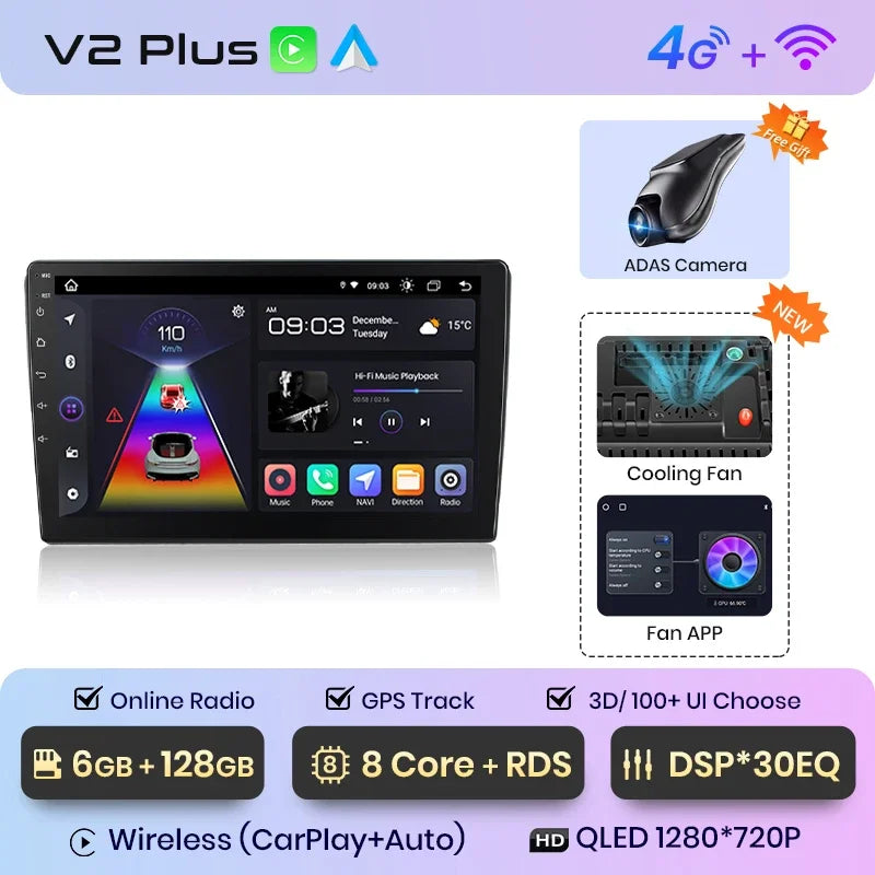 Junsun CarPlay inalámbrico Android Auto Radio para VOLKSWAGEN CARAVELLE 2015+ Sistemas inteligentes para coche RDS BT WiFi 2 DIN 
