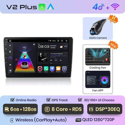 Junsun CarPlay inalámbrico Android Auto Radio para VOLKSWAGEN CARAVELLE 2015+ Sistemas inteligentes para coche RDS BT WiFi 2 DIN 