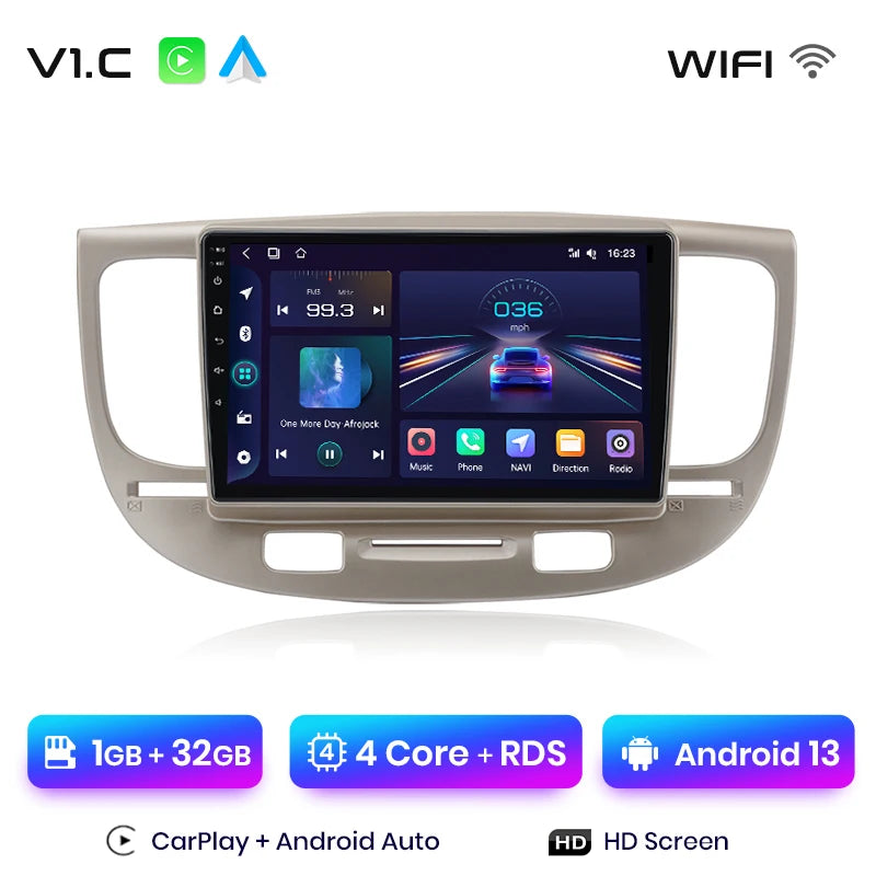 Radio Junsun V1 Plus para Kia RIO 2 2005-2011 con CarPlay inalámbrico, Android Auto, sistema inteligente para coche, 2 DIN, DVD. 