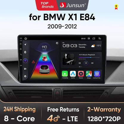 Radio Junsun V1 Plus para BMW X1 E84 2009-2015 con CarPlay inalámbrico, Android Auto, sistema inteligente para coche, 2 DIN, DVD. 