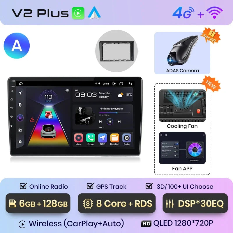 Radio multimedia Junsun con CarPlay inalámbrico y Android para coche, sistema inteligente GPS para VW Passat B5 B6 (2004-2010) 