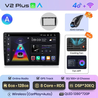 Radio multimedia Junsun con CarPlay inalámbrico y Android para coche, sistema inteligente GPS para VW Passat B5 B6 (2004-2010) 