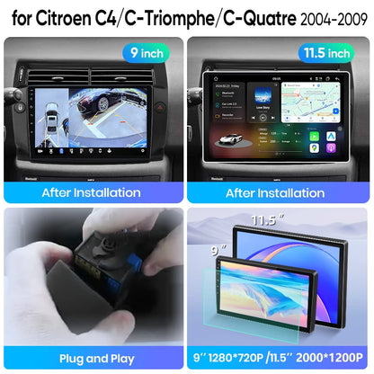 Junsun Wireless CarPlay Car Radio For Citroen C4 2004 2005 2006 2007 2008 2009 Android Multimedia