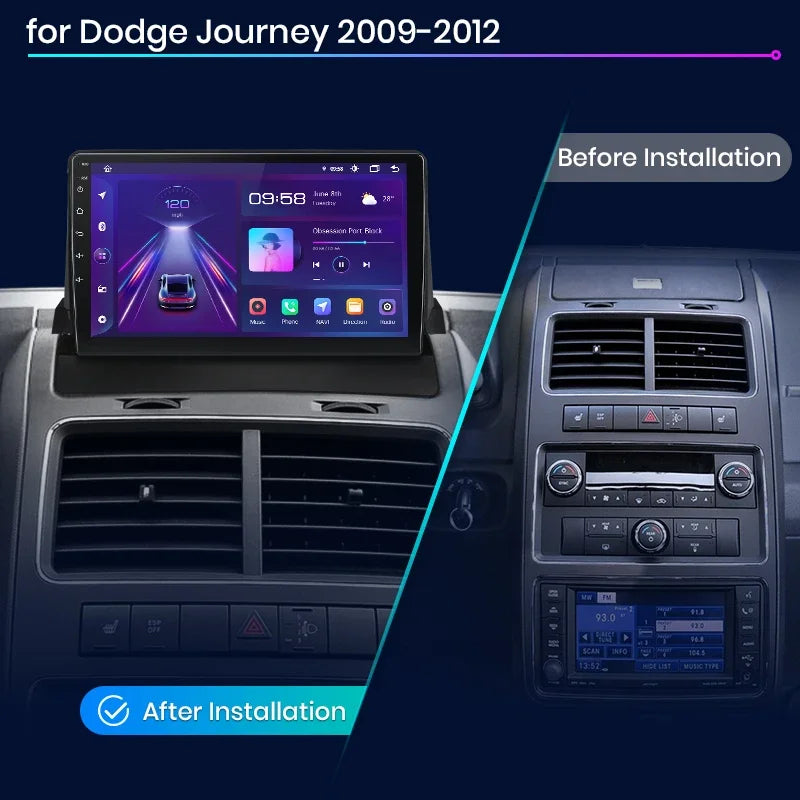 Radio Junsun CarPlay inalámbrica Android Auto para Dodge Journey 2009-2012 con sistema inteligente RDS, Bluetooth, WiFi, 2 DIN 