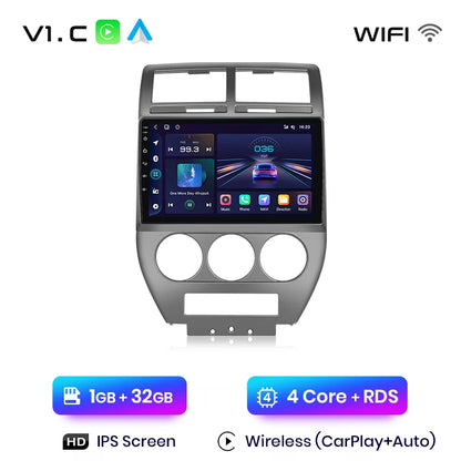 Junsun V1 AI Voice - Radio inalámbrica CarPlay Android para Jeep Compass 2007-2009, 4G, GPS, 2DIN 
