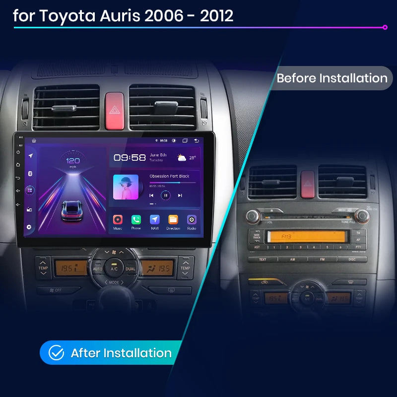 Junsun V1pro AI Voice Android Auto Radio For Toyota Auris E150 2006 -2012 Carplay Car Multimedia GPS 2din autoradio