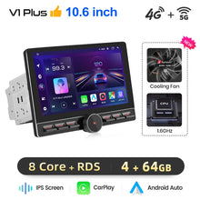 Lade das Bild in den Galerie-Viewer, Junsun 10.6 Inch Universal Rotatable 1DIN 2DIN Car Radio Wireless CarPlay Android Auto Touch Screen Multimedia GPS autoradio
