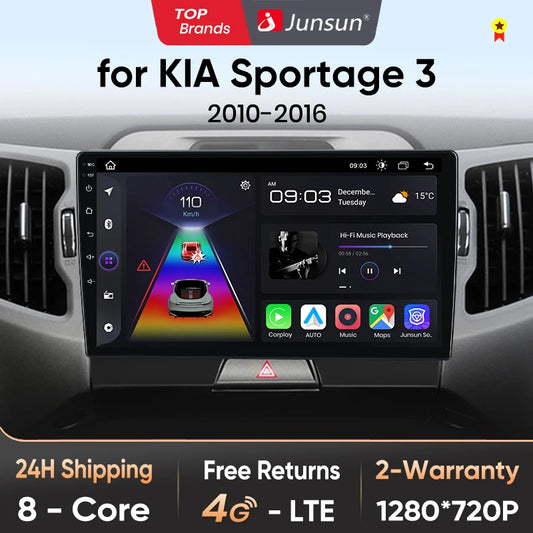 Junsun V1pro AI Voice 2 DIN Android Auto Radio para KIA Sportage 3 2010-2016 Carplay 4G Car Multimedia GPS 2 DIN Autoradio 