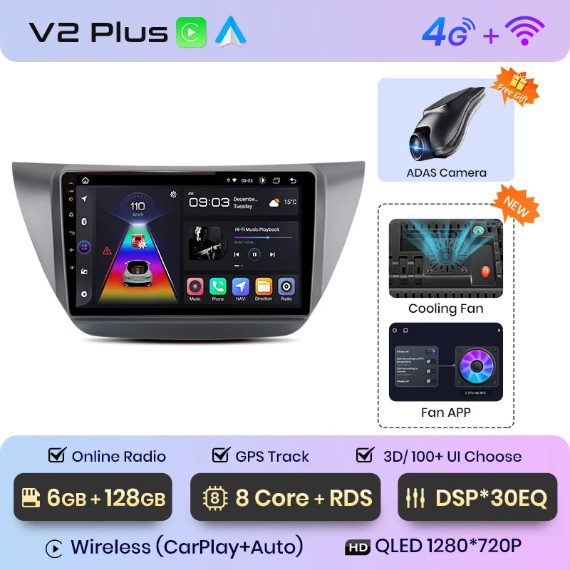Junsun V1pro AI Voice 2 din Android Auto Radio For Mitsubishi Lancer 9 CS 2000-2010 Carplay 4G Car Multimedia GPS 2din autoradio