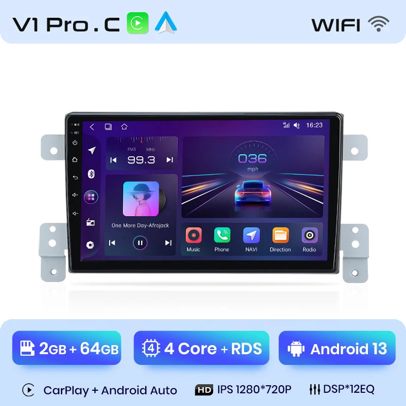 Radio Junsun para Suzuki Grand Vitara 3 (2005-2015), inalámbrica, CarPlay, Android Auto, sistema inteligente, 2 DIN, DVD. 