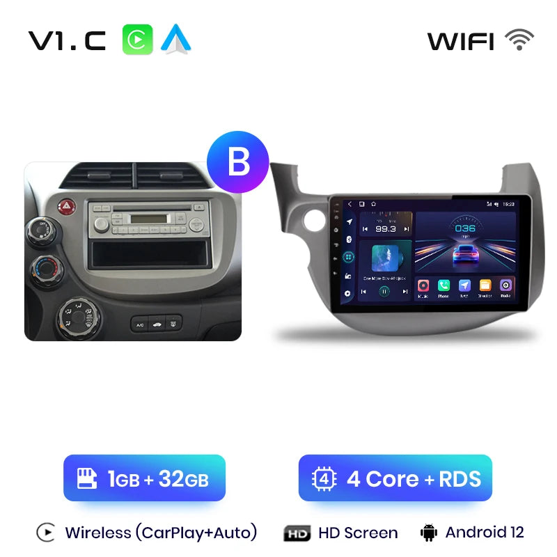 Junsun V1pro Android 10 AI Voice 4G Carplay RDS Radio de coche multimedia GPS para Honda Fit Jazz 2007-2013 2DIN autorradio bluetooth 