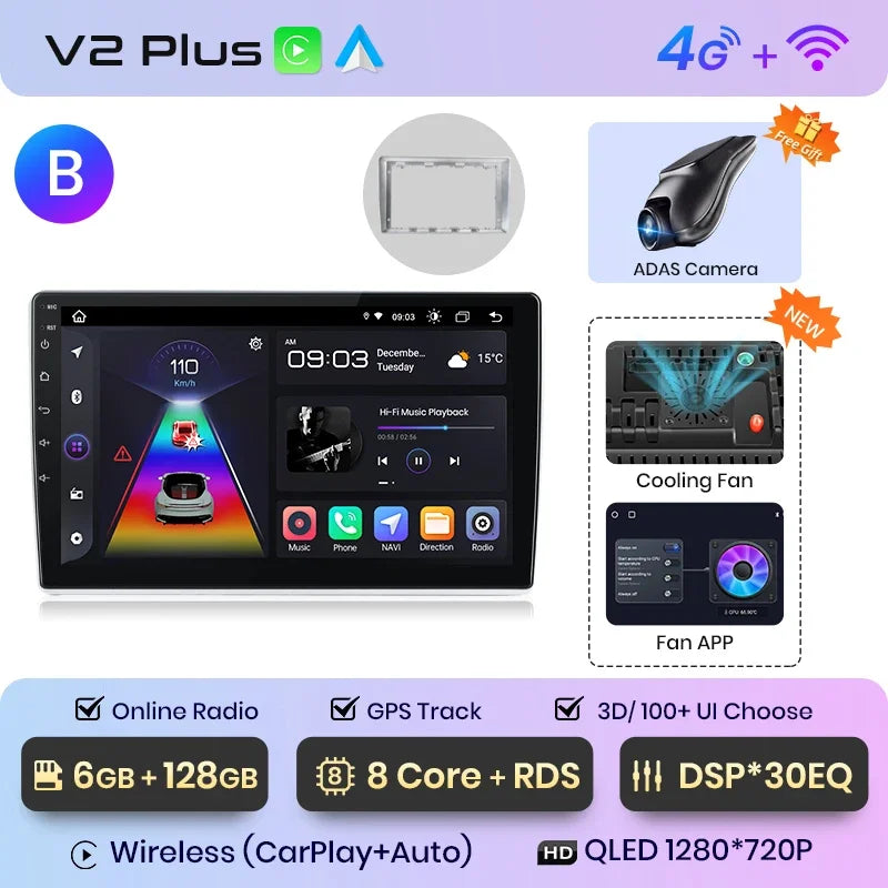 Radio multimedia Junsun con CarPlay inalámbrico y Android para coche, sistema inteligente GPS para VW Passat B5 B6 (2004-2010) 