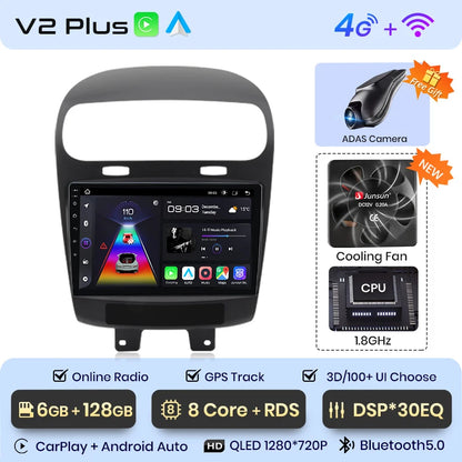 Radio Junsun V1 Plus para Dodge Journey y Fiat Freemont (2011-2020), inalámbrica, CarPlay, Android Auto, 2 DIN, DVD. 