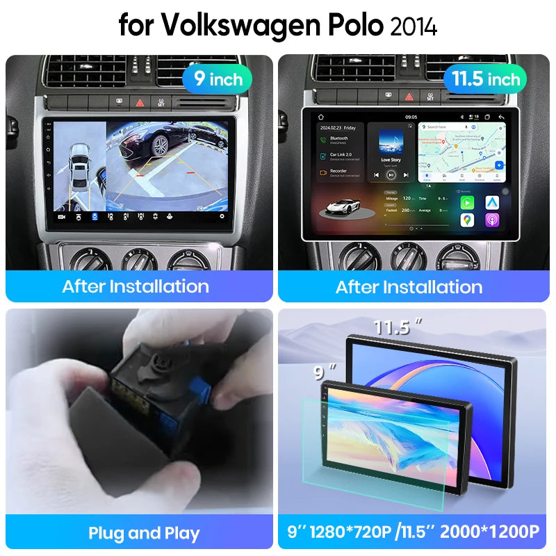 Junsun Wireless CarPlay Car Radio For Volkswagen POLO 2014 Android Multimedia