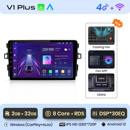 Junsun V1pro AI Voice Android Auto Radio para Toyota Auris E150 2006-2012 Carplay Car Multimedia GPS 2DIN autorradio 